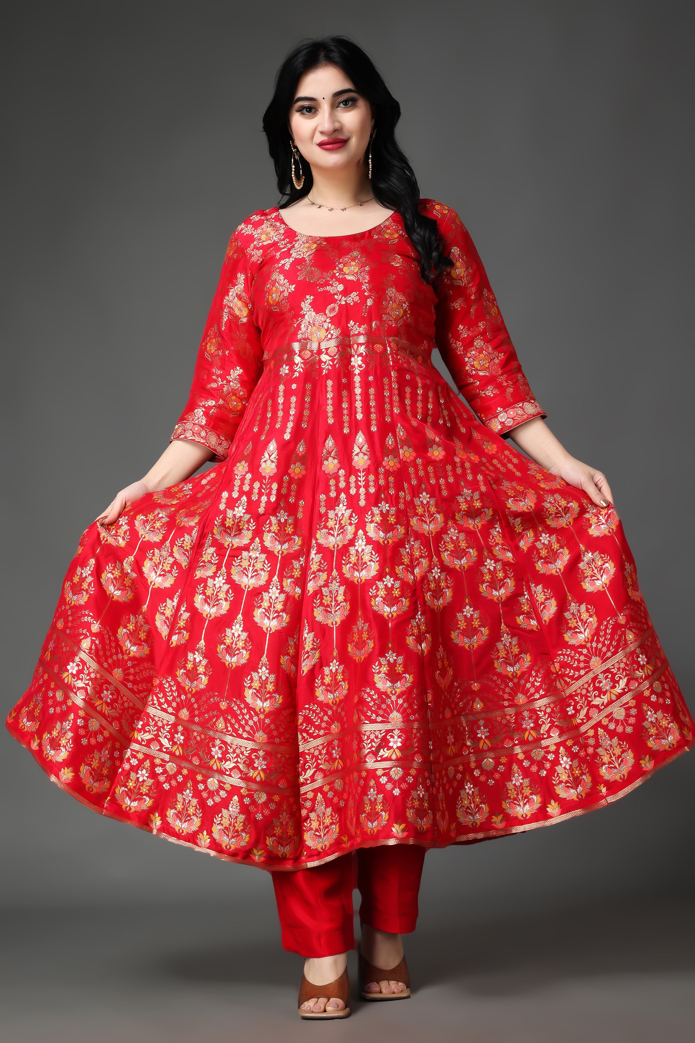 Vishal Red Wedding Anarkali Gown - Absolutely Desi